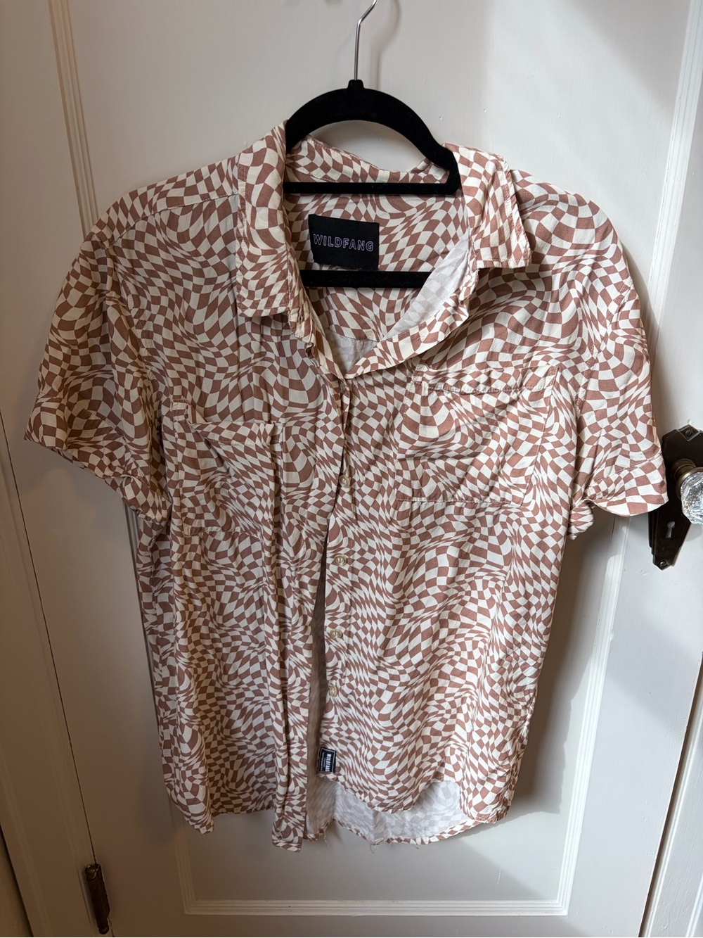 Wildfang Brown & White Warped Checkered Short-Sleeve Shirt